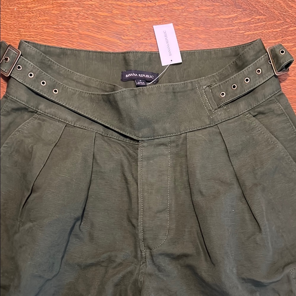 Banana Republic Dark Green Pleated, Wide Leg, Gaucho Style Trousers-Size 2